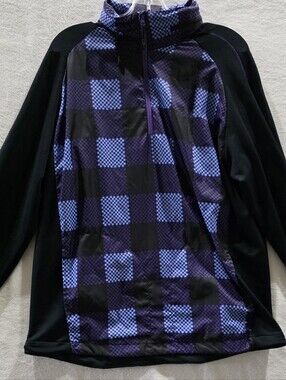 NIKE GOLF Women's Half-Zip Pullover Jacket | Size Large | Purple Checker Print